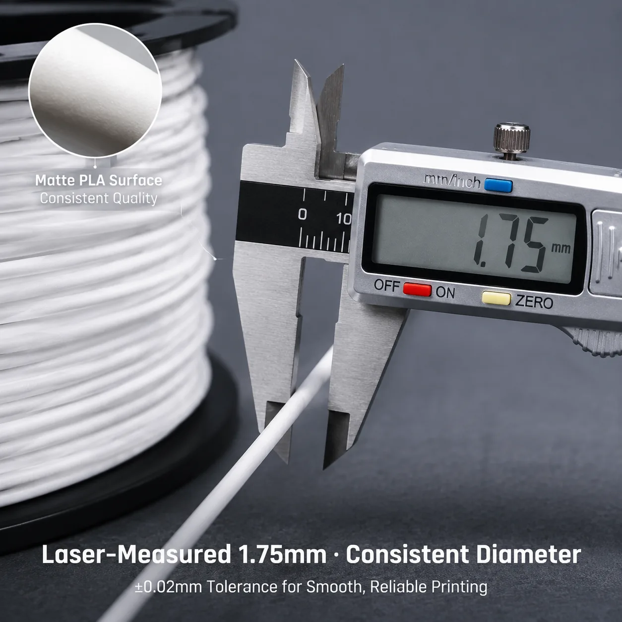 3D Matte PLA Refill Filament 1.75mm 1kg No-Spool Eco Refill — Product Images