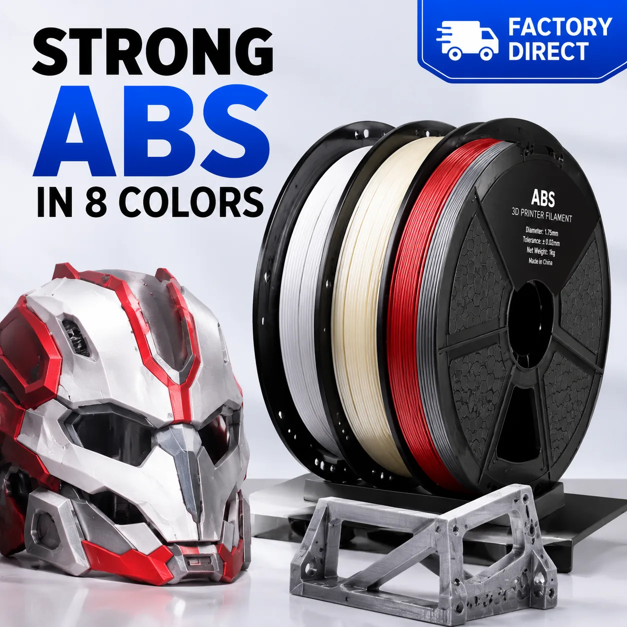 ABS 3D Printer Filament 1.75mm 8 Colors High Impact Heat Resistant White Natural Skin Tone Red Creality — view 6