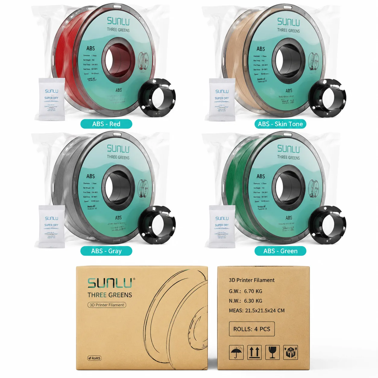 ABS Filament 1.75mm 8 Colors Skin Tone Klein Blue Impact Resistant — Product Images
