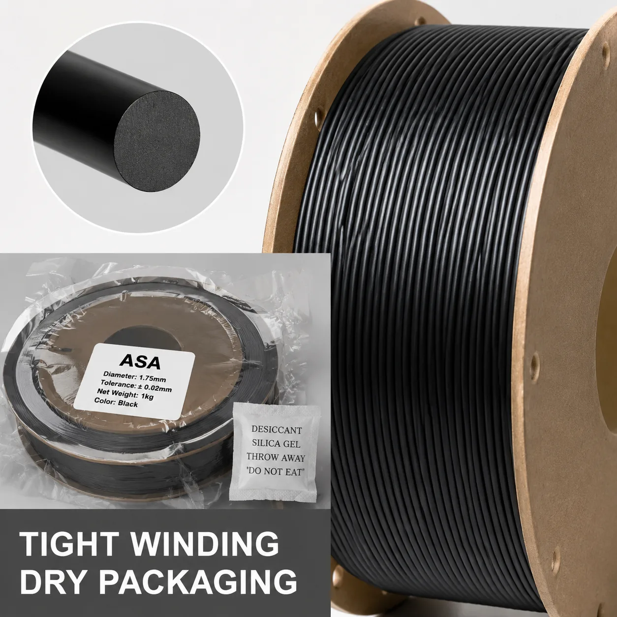 ASA Filament 1.75mm UV Resistant Outdoor Weatherproof Tough — Close-up