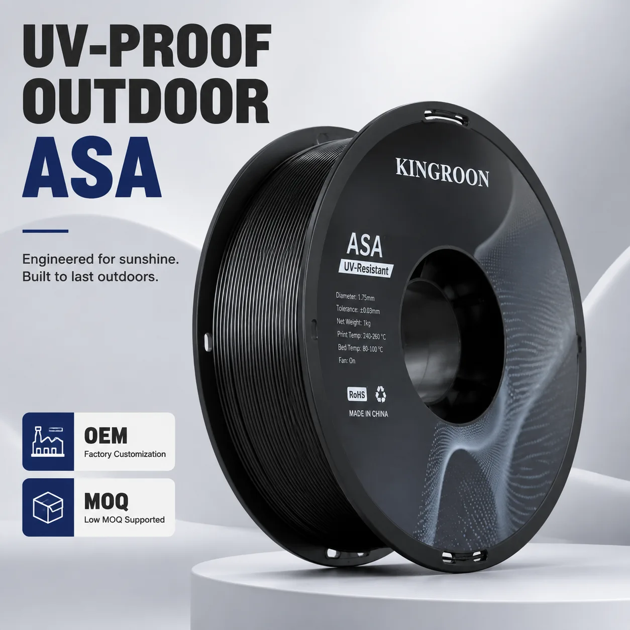 ASA Filament 1.75mm UV Resistant Outdoor Weatherproof Tough