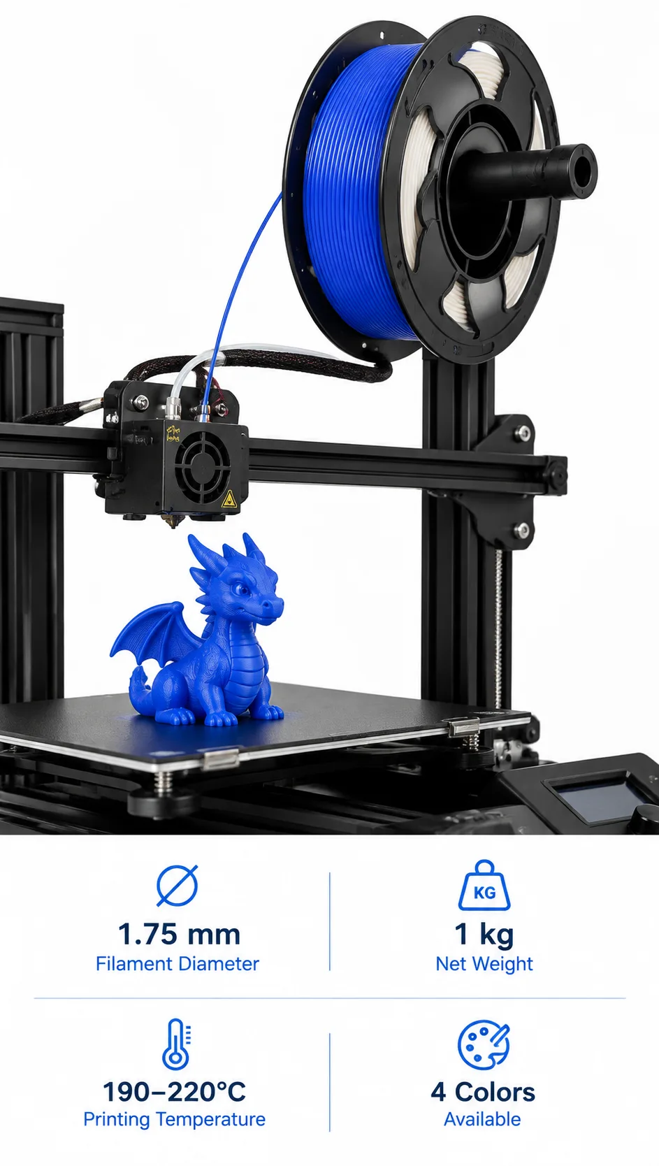 Yiqiu3D Basic PLA Filament 1.75 mm 1 kg High-Speed Prototyping — Spec Sheet
