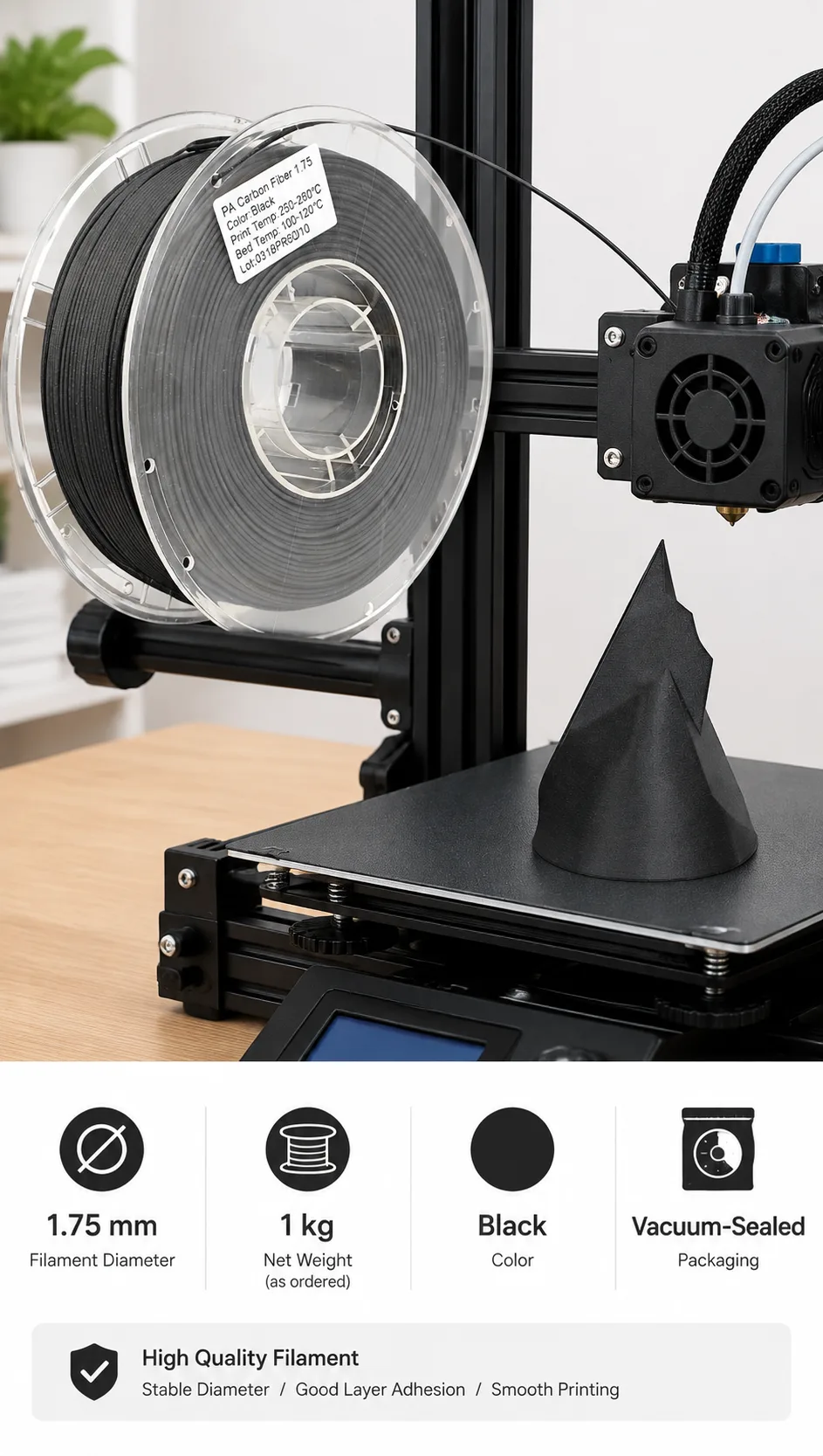 Factory Wholesale Carbon Fiber Nylon PA 1.75mm — Spec Sheet