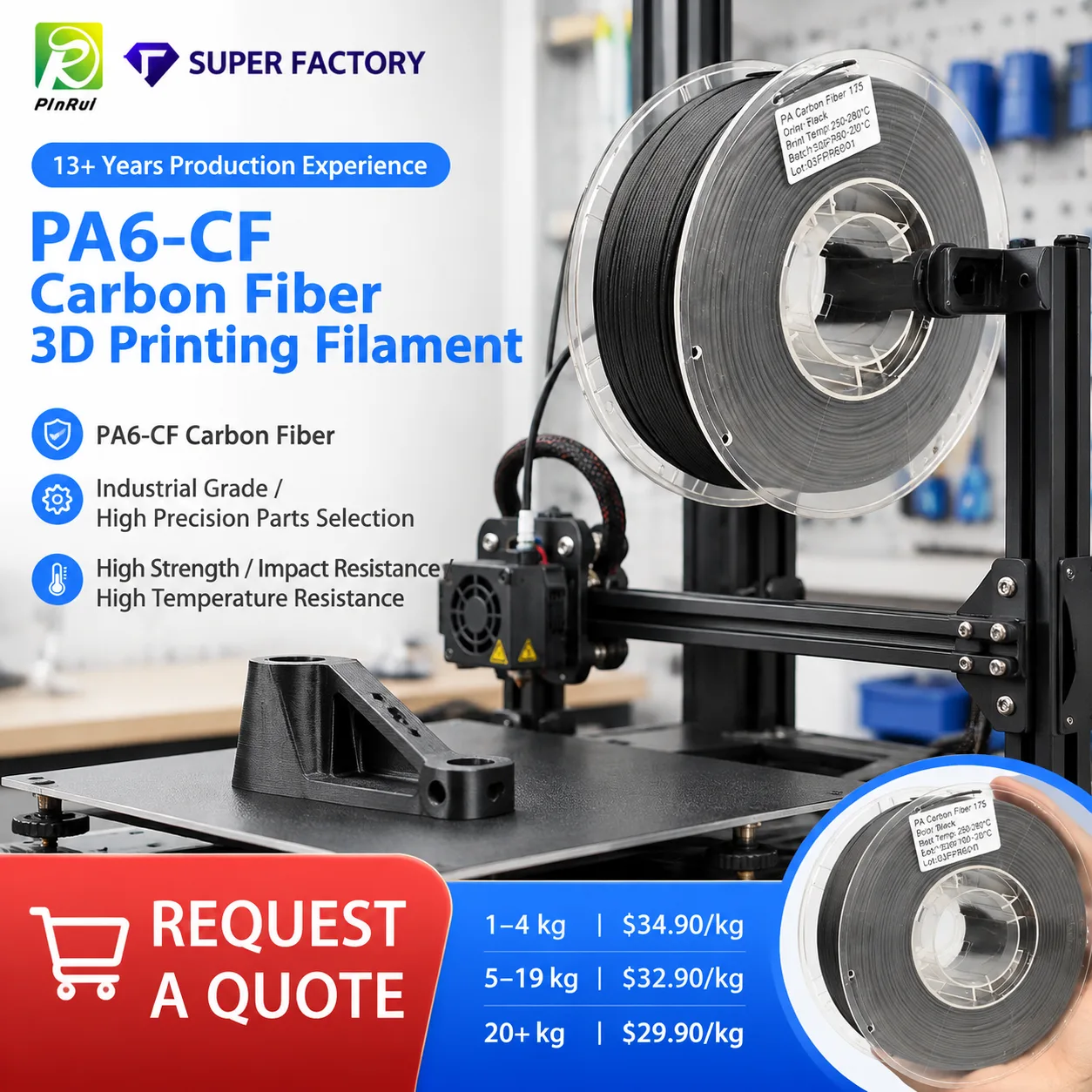 Factory Wholesale Carbon Fiber Nylon PA 1.75mm — view 6