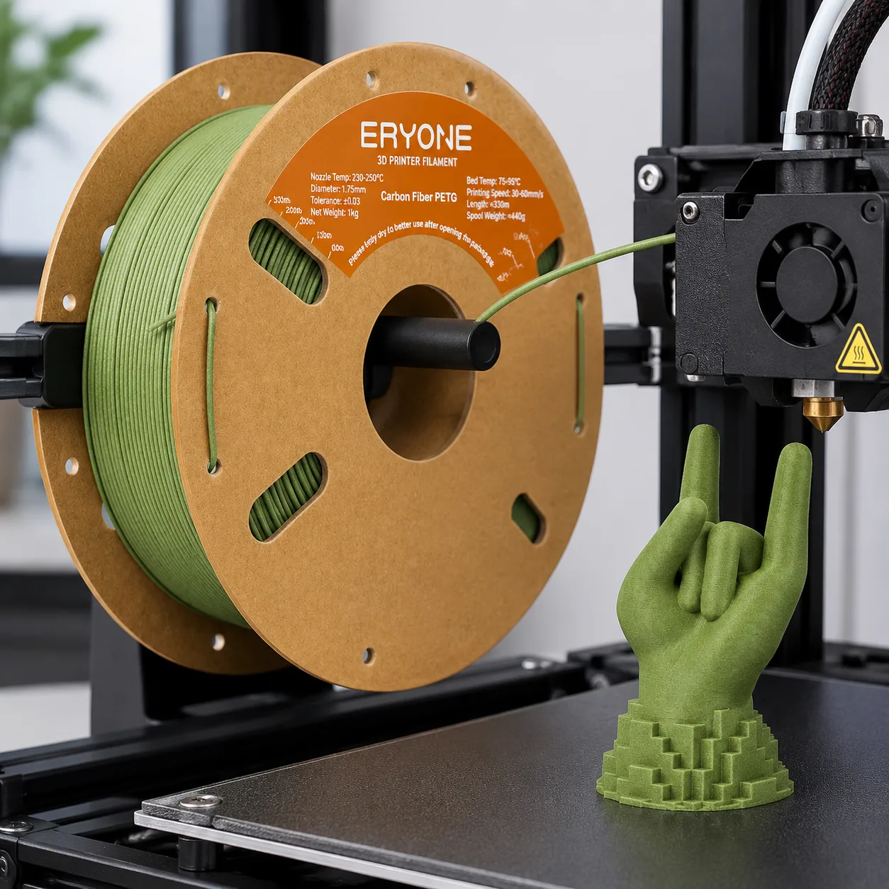 Carbon Fiber PETG Filament 1.75mm White Stiff Lightweight — Product Images