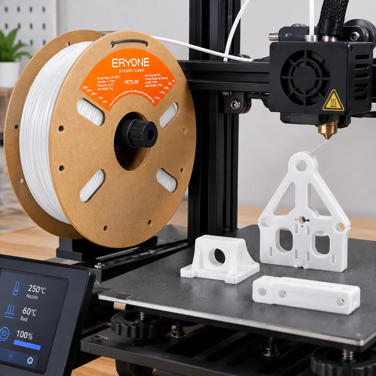 Carbon Fiber PETG Filament 1.75mm White Stiff Lightweight — Product Images
