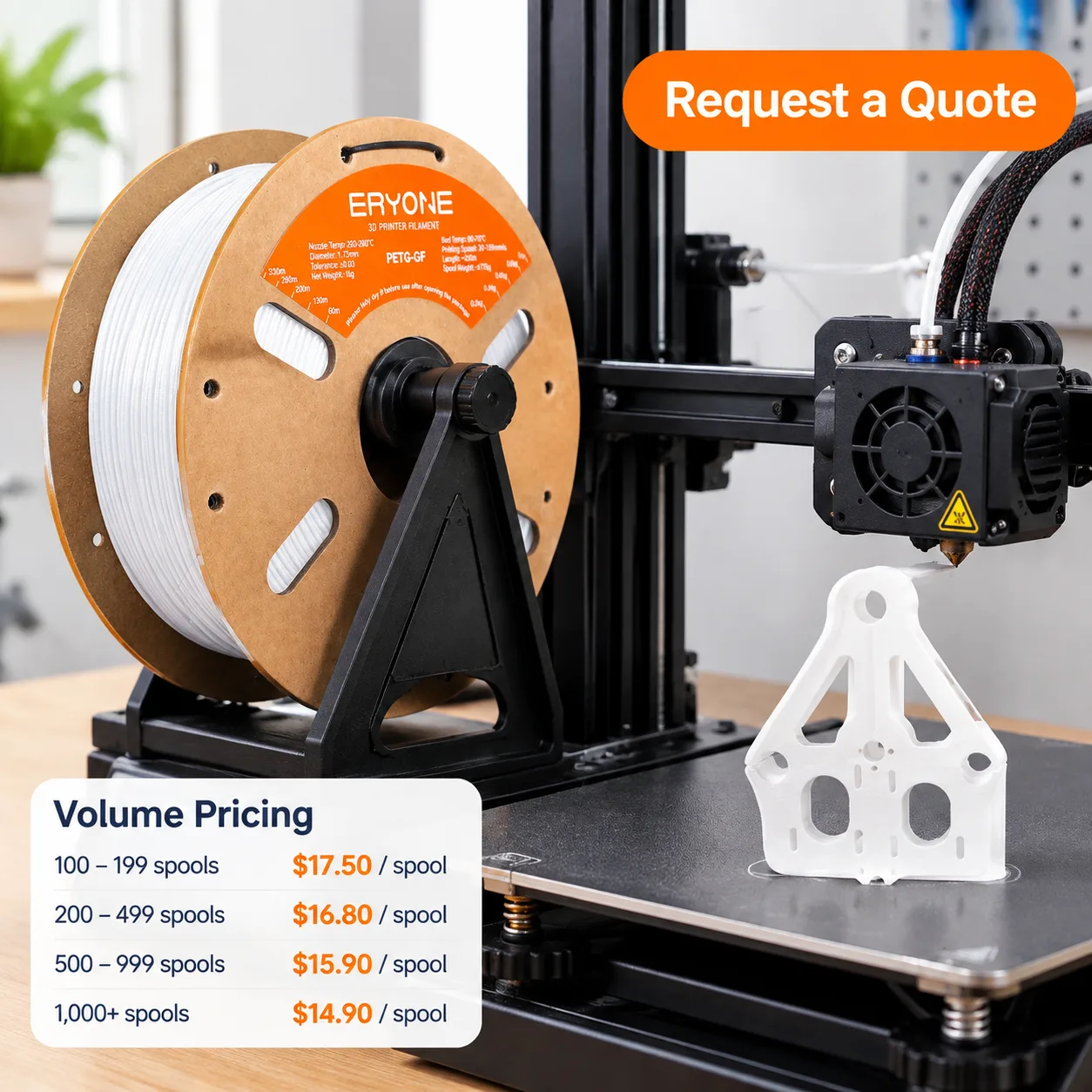 Carbon Fiber PETG Filament 1.75mm White Stiff Lightweight — view 6