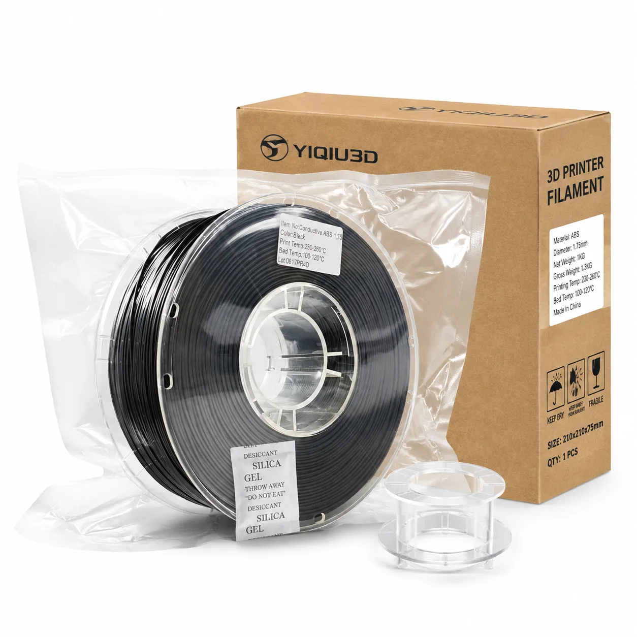 Yiqiu3D Conductive ABS Filament 1.75mm 1kg ESD-Safe Anti-Static High-Toughness — Product Images
