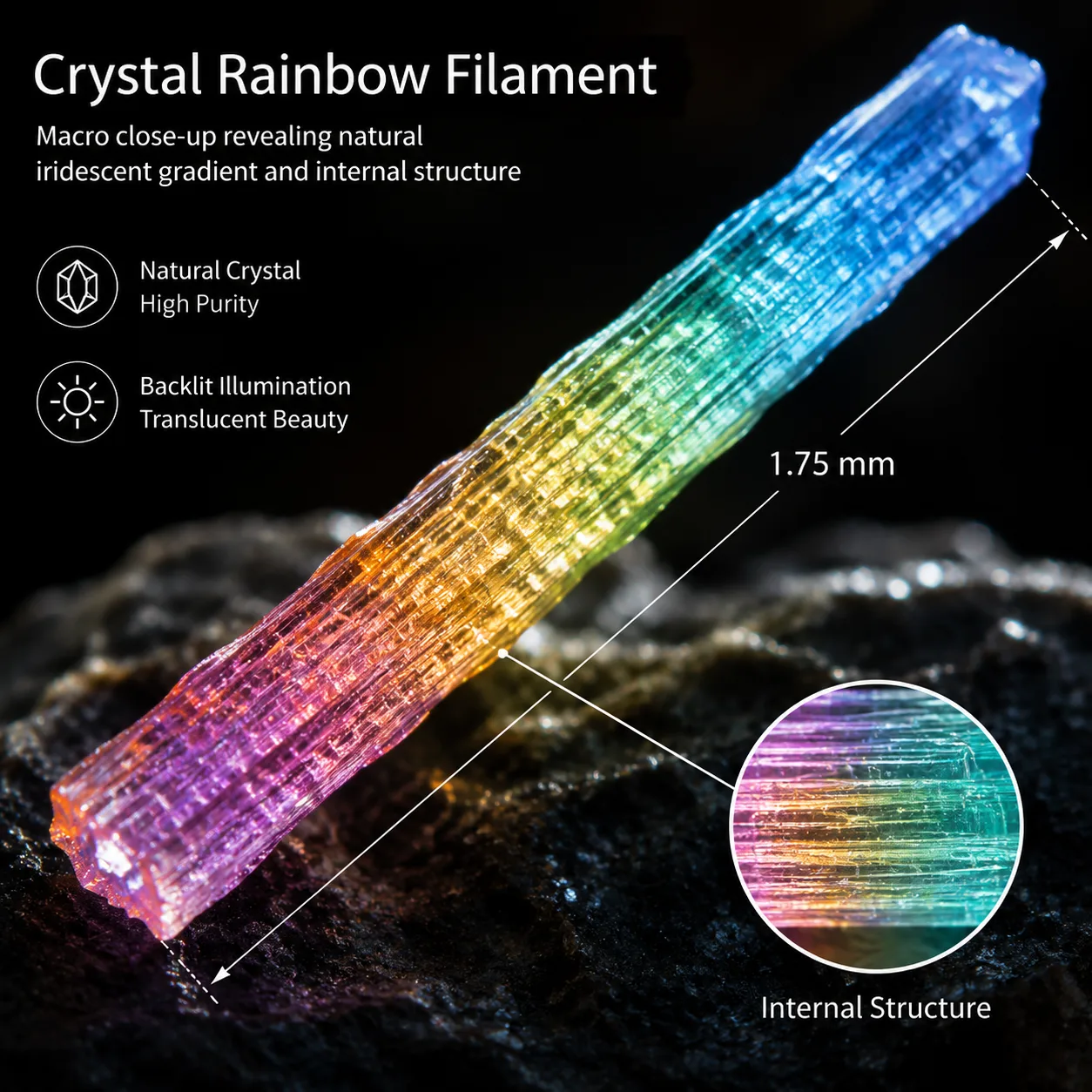 Crystal Rainbow Silk PLA Filament 1.75mm — Product Images