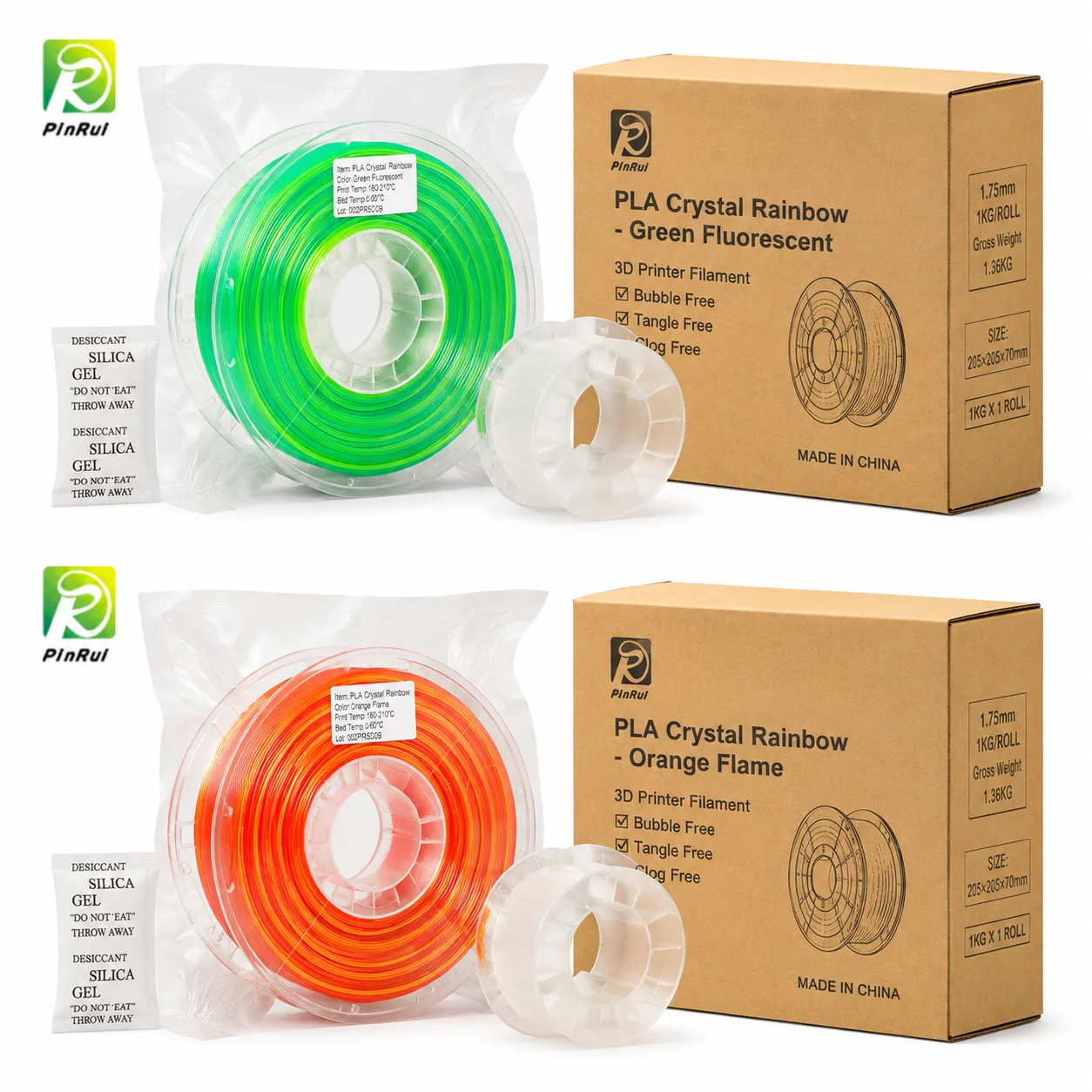 Crystal Rainbow Silk PLA Filament 1.75mm — Product Images