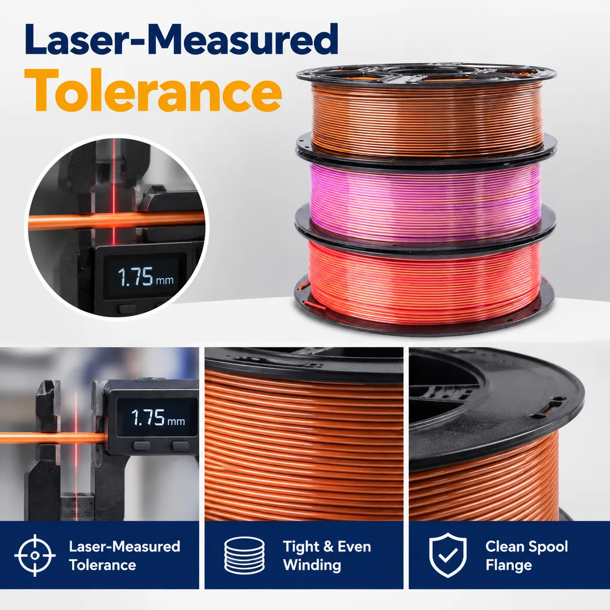 Dual Color Silk PLA Filament 1.75mm 1kg Net Yiqiu3D Dual-Gradient — Product Images