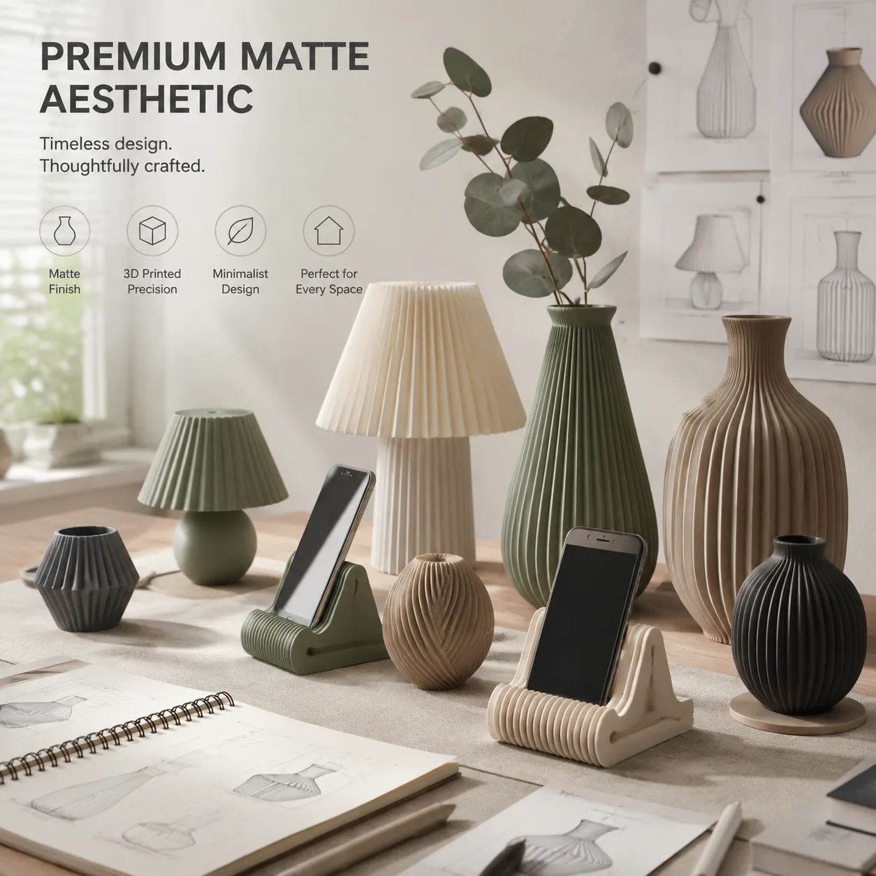 PLA+ Matte Filament 1.75mm 1KG Frosted Texture No Layer Lines 8 Colors Premium Finish — Product Images