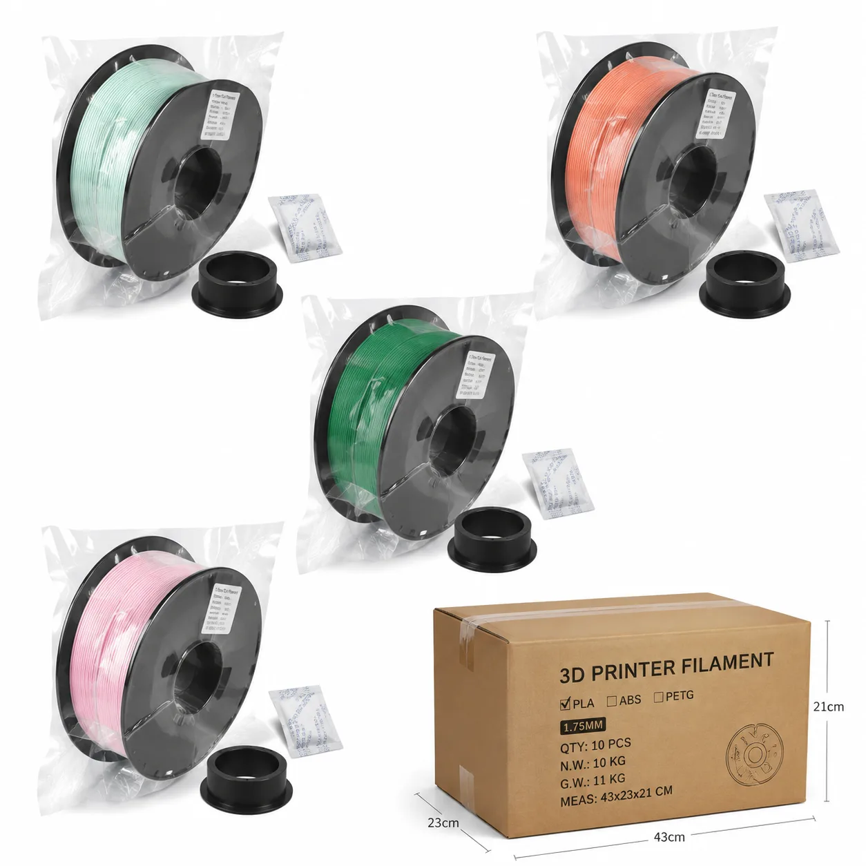 PLA+ Matte Filament 1.75mm 1KG Frosted Texture No Layer Lines 8 Colors Premium Finish — Product Images