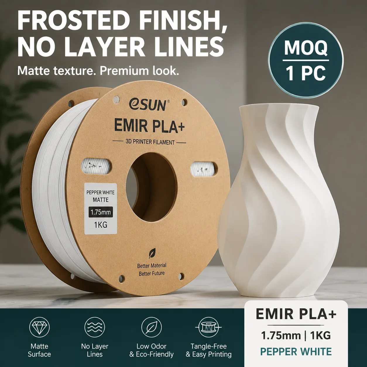PLA+ Matte Filament 1.75mm 1KG Frosted Texture No Layer Lines 8 Colors Premium Finish — view 6