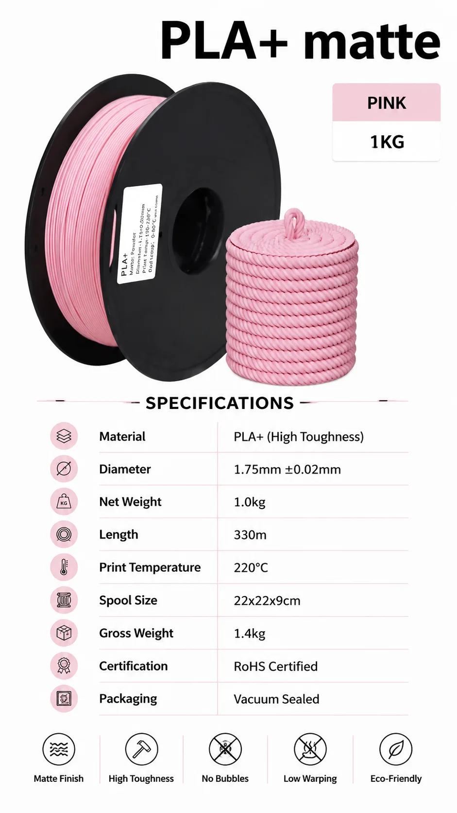 Silk PLA 1.75mm — Spec Sheet