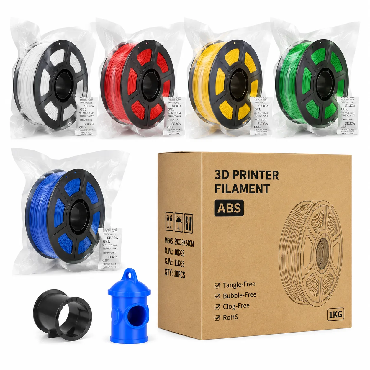 Factory Wholesale ABS Filament Spool 1.75mm High Impact 8 Bright Colors — Product Images