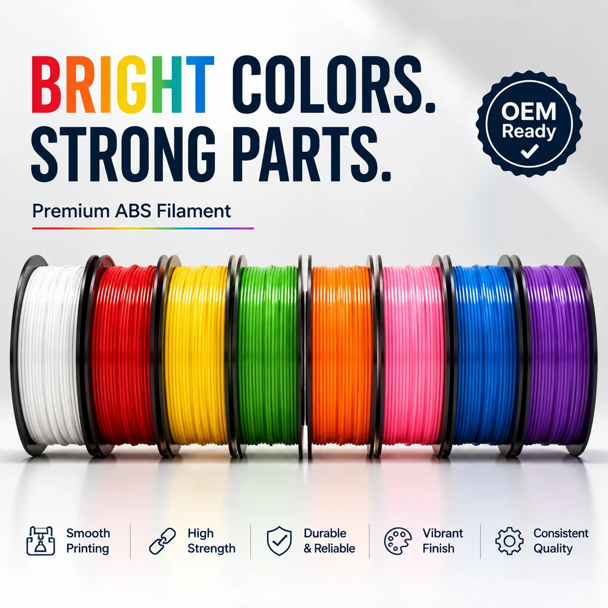 Factory Wholesale ABS Filament Spool 1.75mm High Impact 8 Bright Colors — view 6