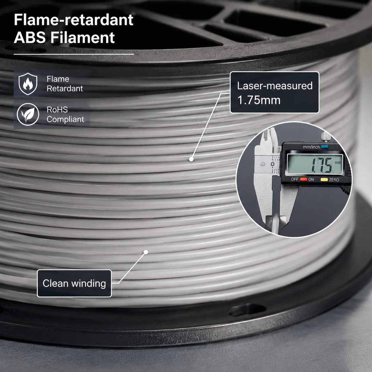 Flame Retardant ABS Filament 1.75mm Fire Resistant — Product Images