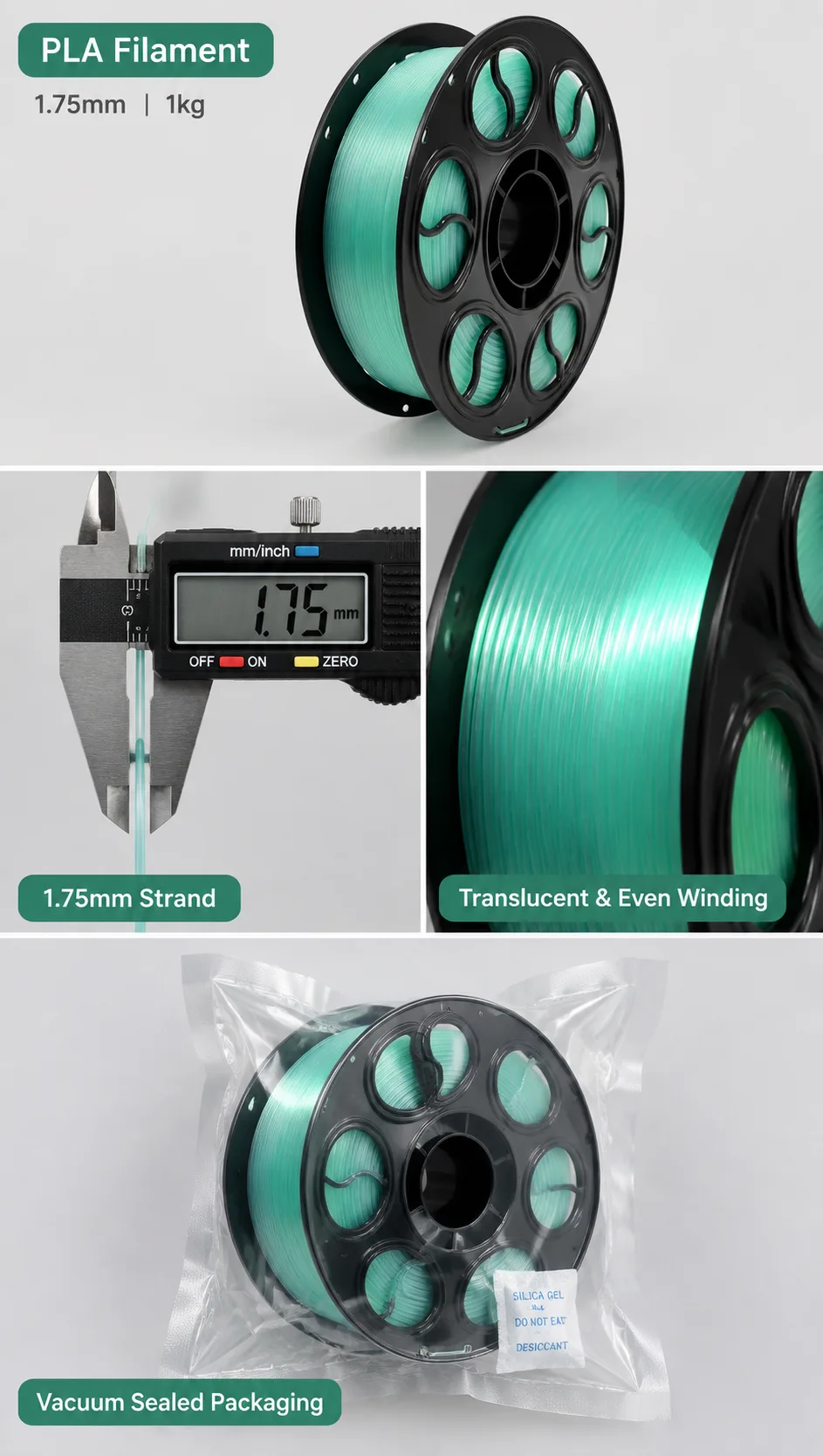 Glow in the Dark PLA 1.75mm 1KG — Close-up