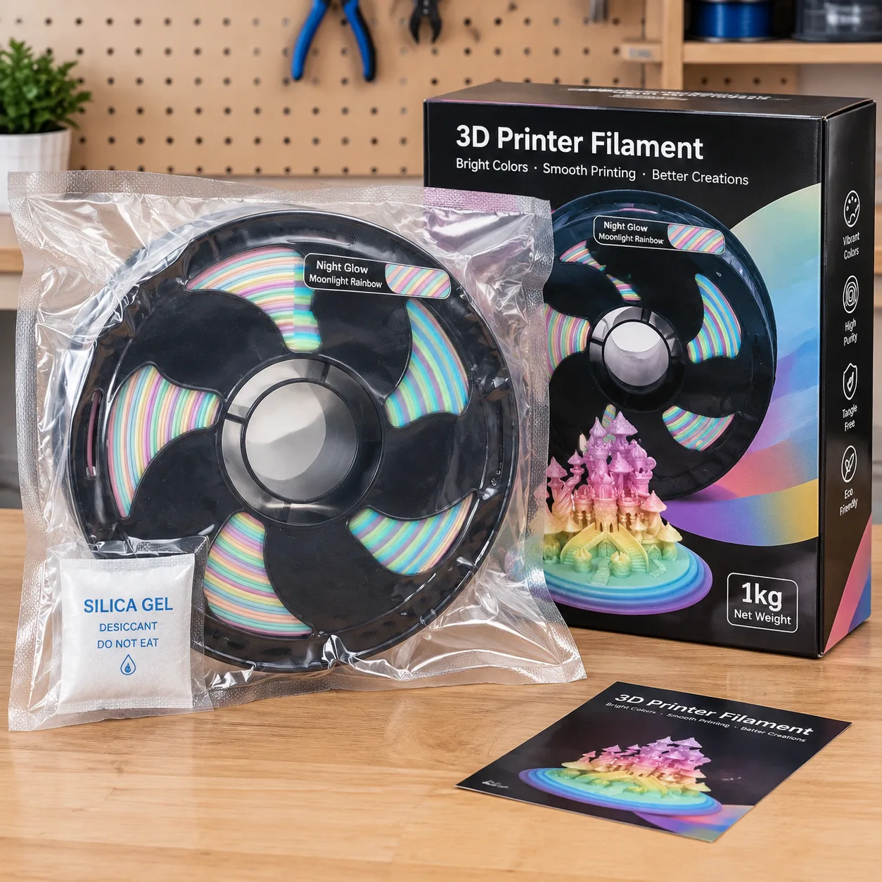 Glow in the Dark Silk PLA Filament 1.75mm 1kg Net Yiqiu3D Farm Grade Luminous — Product Images