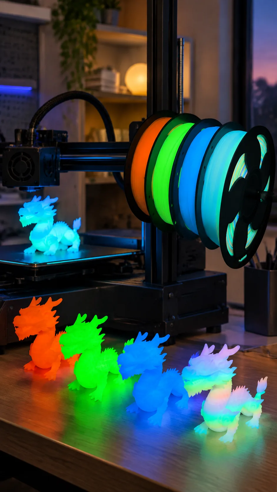 Glow-in-the-Dark PLA Filament 1.75mm 1kg Rainbow Night-Glow — Scene