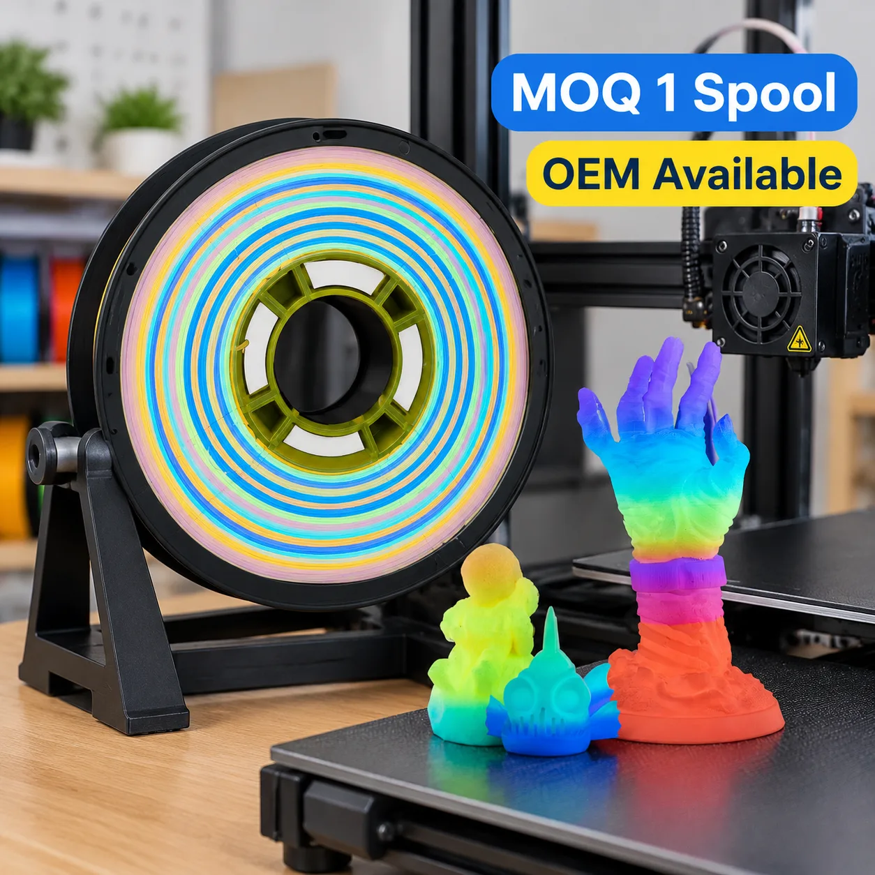 Glow-in-the-Dark PLA Filament 1.75mm 1kg Rainbow Night-Glow