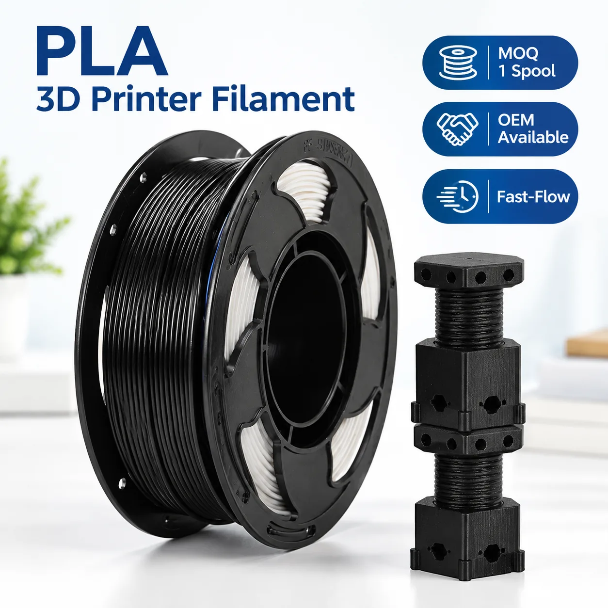 Yiqiu3D High-Speed Basic PLA Filament 1.75mm 1kg Solid Color White Red Blue