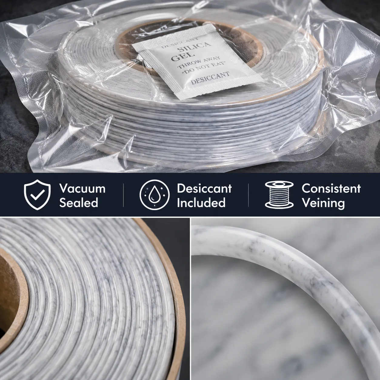 Yiqiu3D Marble PLA Filament 1.75mm 1kg Realistic Stone Texture 8 Marble Tones — Close-up