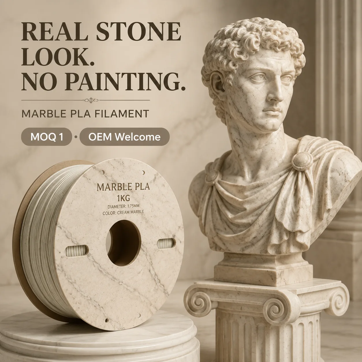 Yiqiu3D Marble PLA Filament 1.75mm 1kg Realistic Stone Texture 8 Marble Tones — view 6