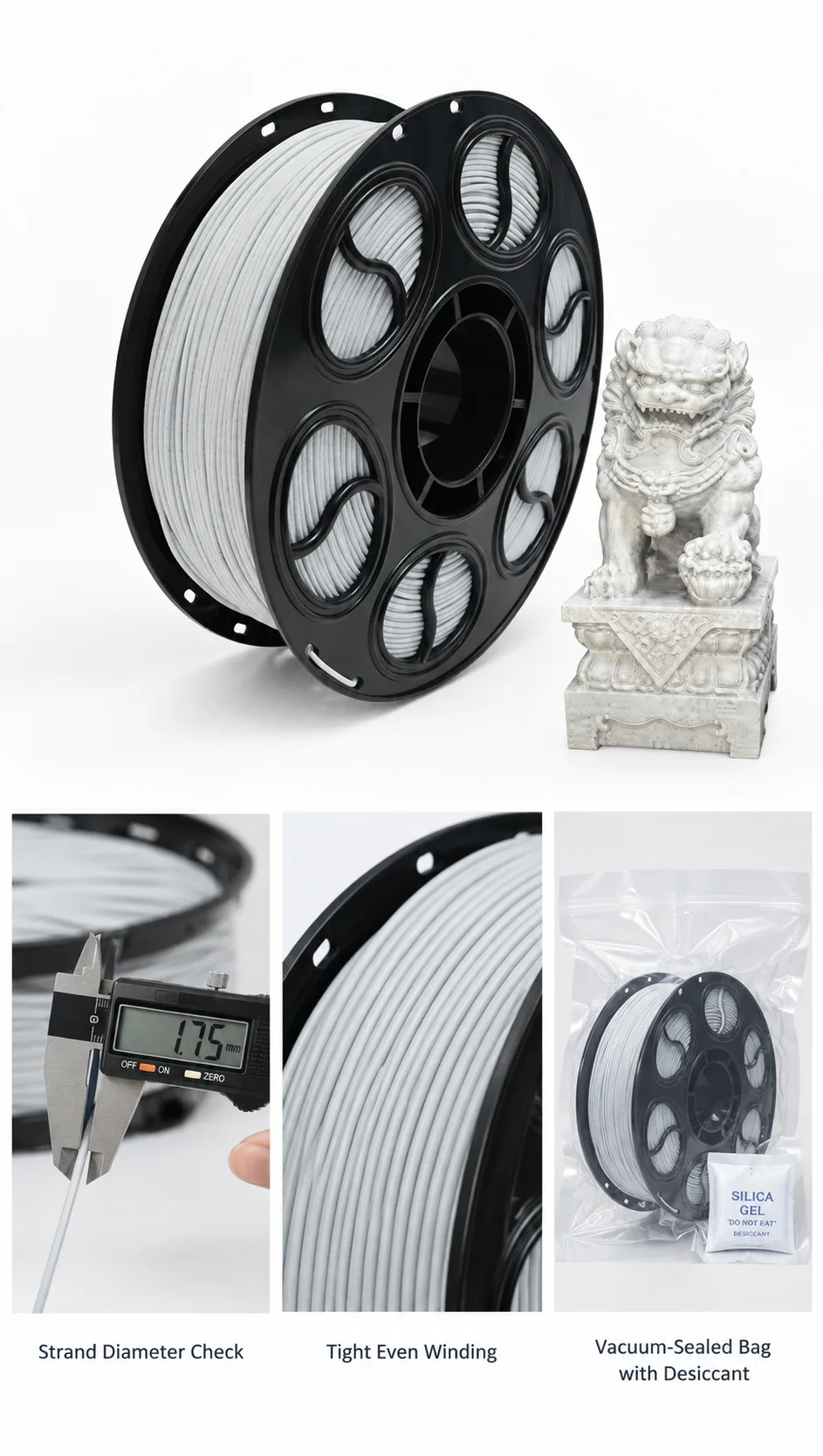 Marble PLA Filament 1.75mm 1kg Yiqiu3D Marble Swirl Texture — Close-up
