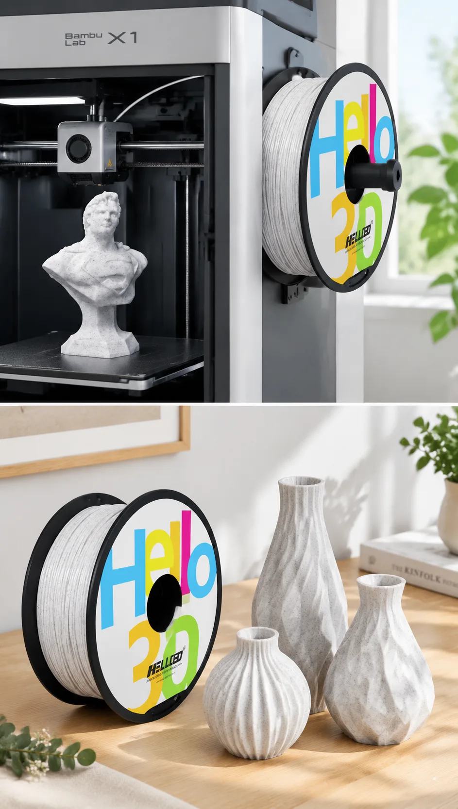 Marble PLA 3D Printer Filament Stone-Texture Finish 8 Marble Tones Architectural Decor — Scene