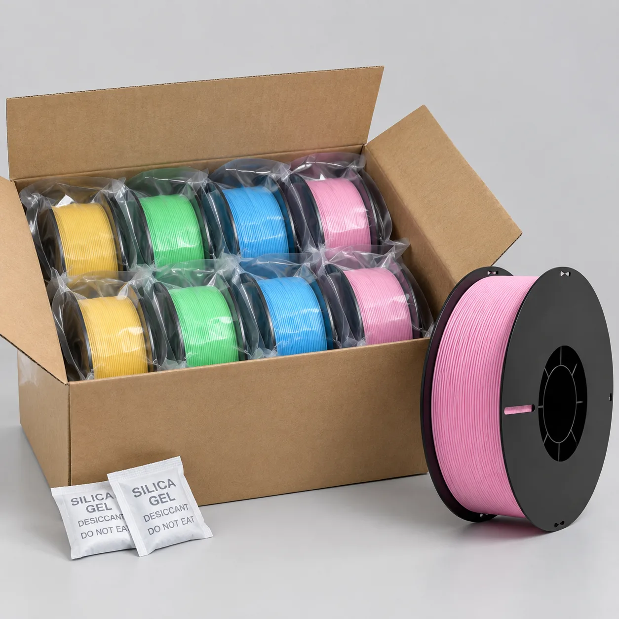 Matte PLA Filament 8 Pack 1.75mm 8x250g Color Sampler — Product Images