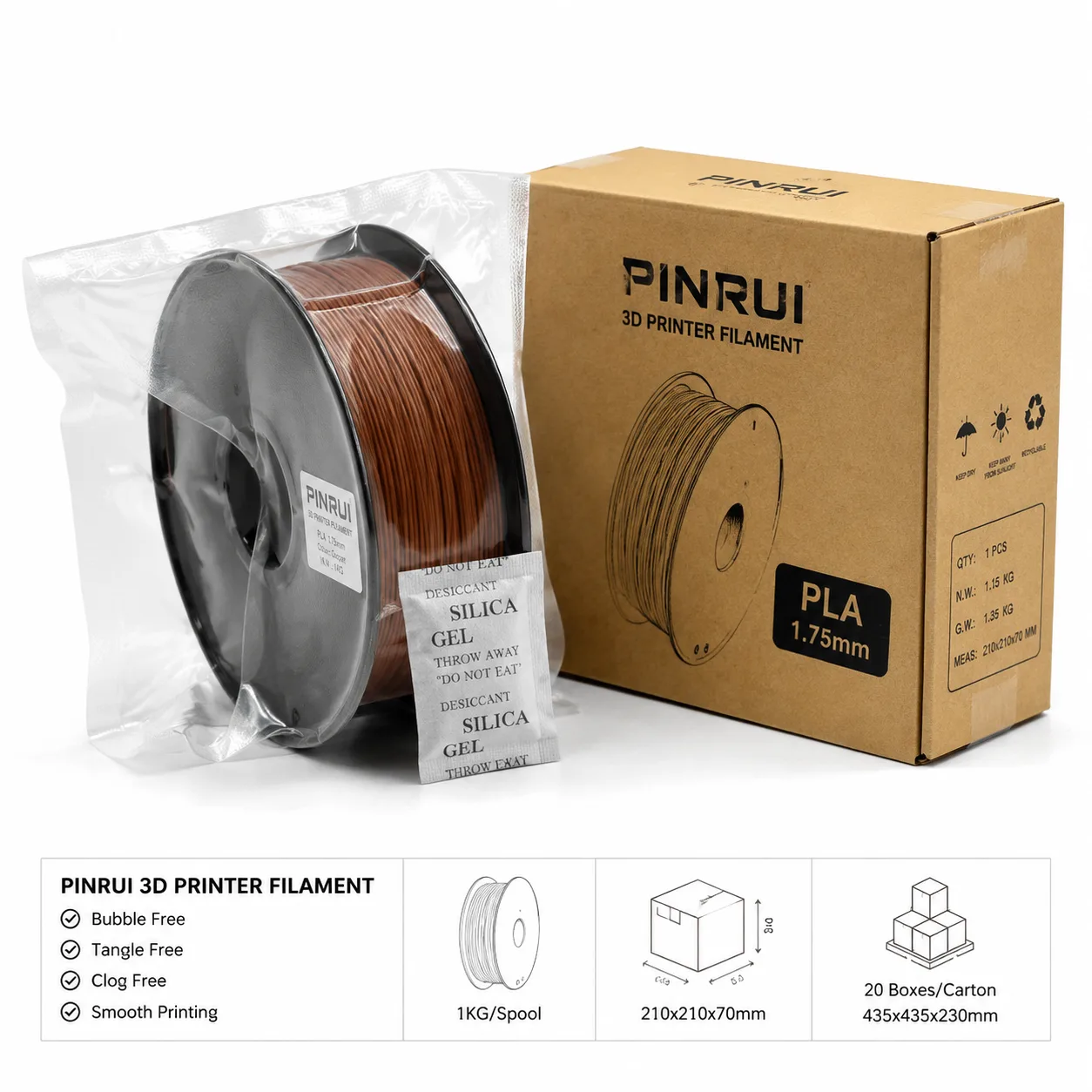 Metal-Filled PLA Filament 1.75mm 1kg High-Density Bronze Brass Copper Magnetic — Product Images