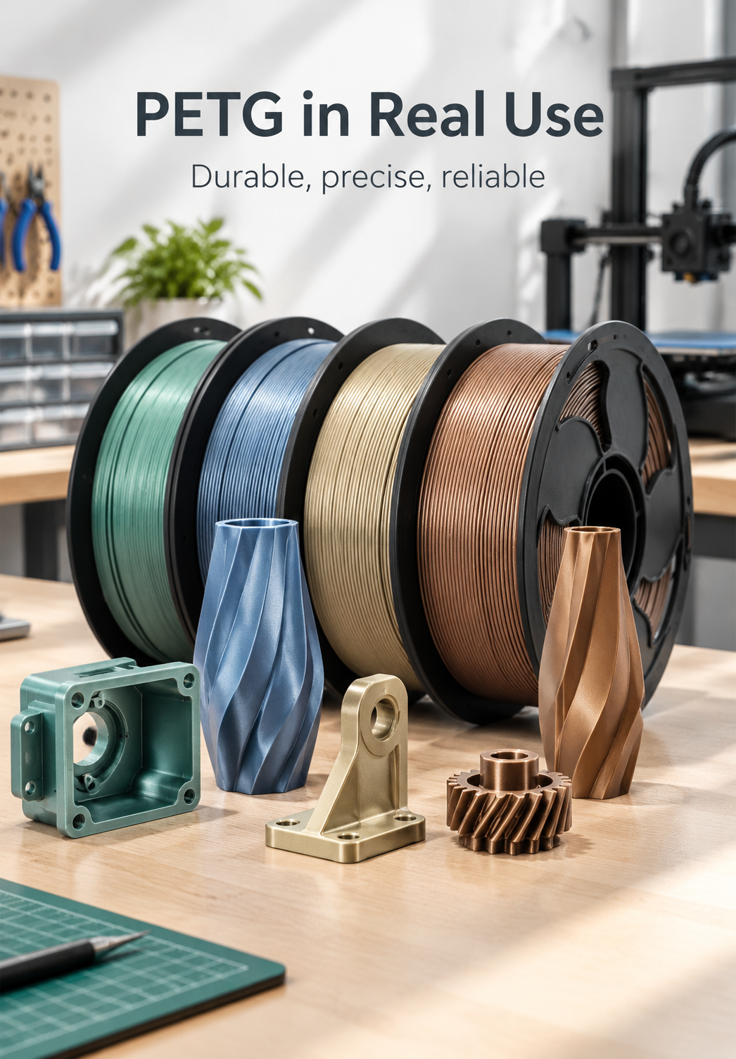 Yiqiu3D PETG Filament 1.75mm 1kg Metallic Shimmer Collection, 8 Metal Tones, Tough Parts, Bambu Lab Prusa — Scene