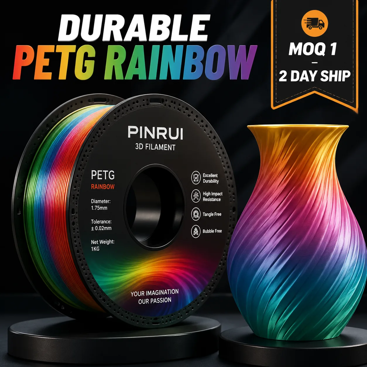 PETG Rainbow Filament 1.75mm 1KG Gradient Macaron Cosmic Colors Durable Art — view 6