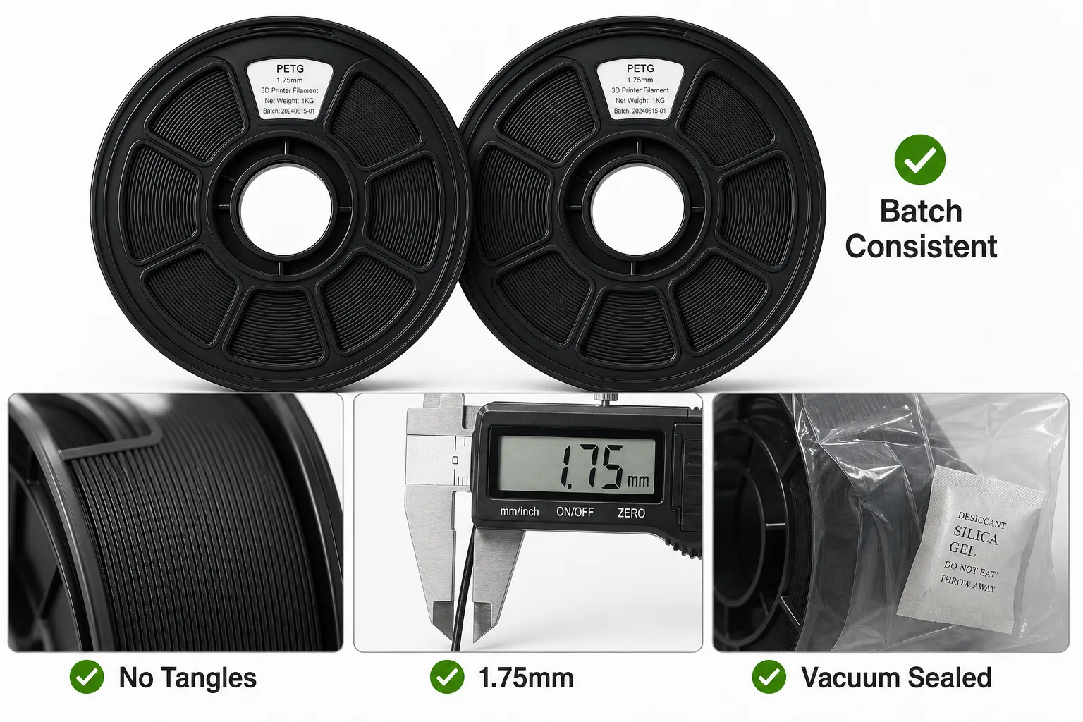 Carbon Fiber PETG Filament 1.75mm 1kg High Strength — Close-up