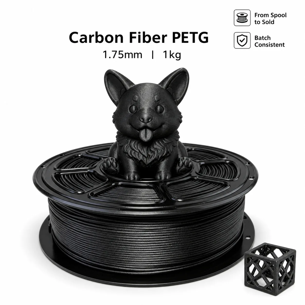 Carbon Fiber PETG Filament 1.75mm 1kg High Strength — Product Images