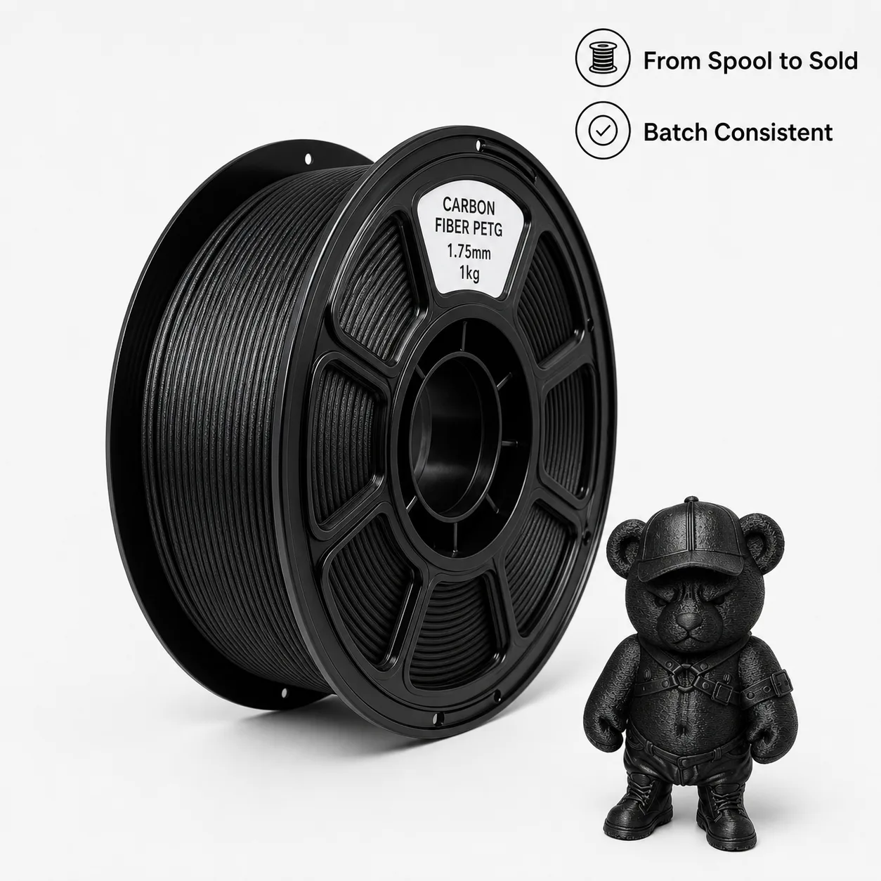 Carbon Fiber PETG Filament 1.75mm 1kg High Strength — Product Images