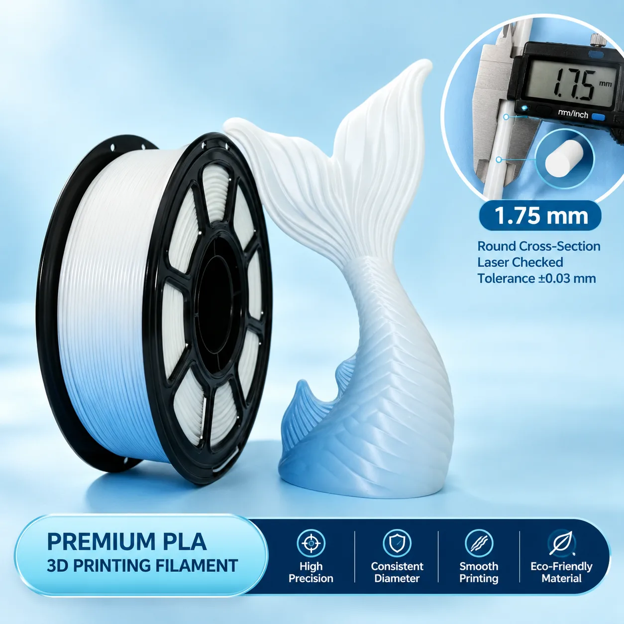 Yiqiu3D Photochromic PLA Filament 1.75mm UV Color Changing Blue Purple Red Moulding 3D Printer — Product Images