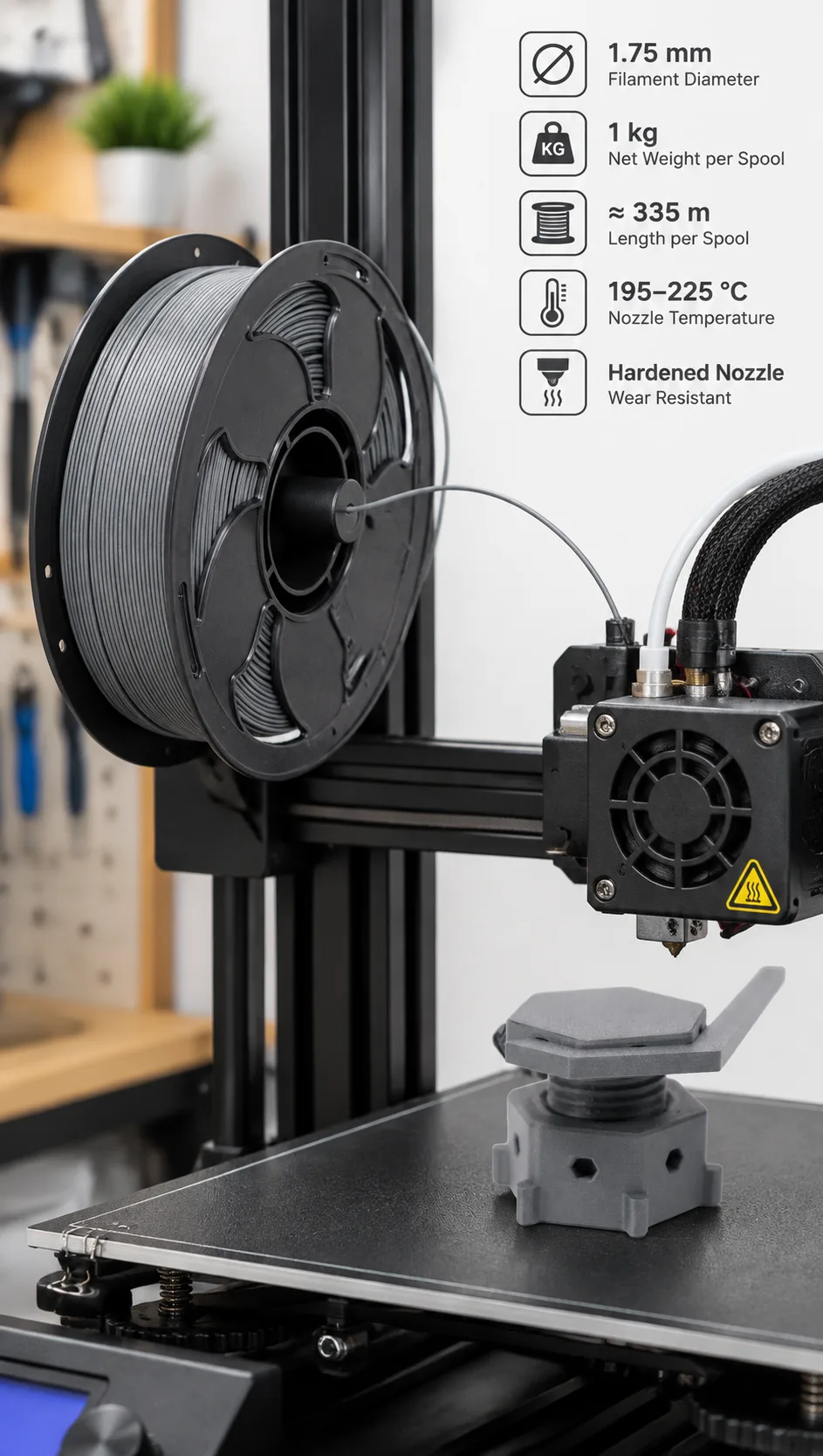 Yiqiu3D PLA CF & PLA GF Filament 1.75 mm 1 kg Fiber-Reinforced — Spec Sheet