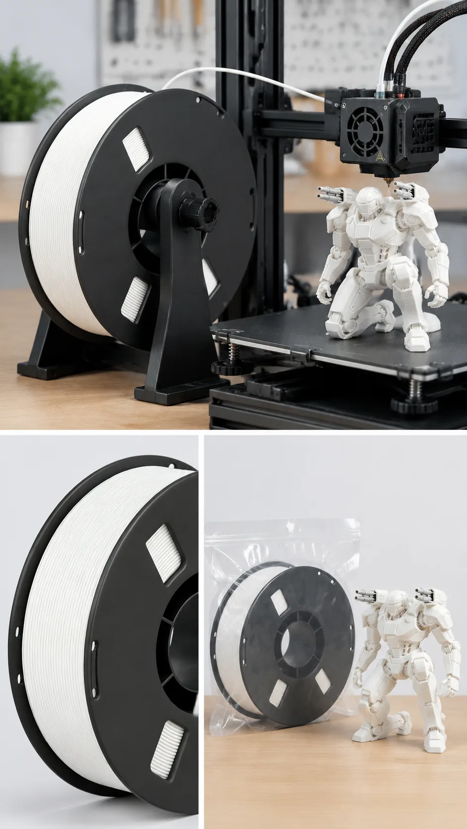 PLA+ 3D Printer Filament Enhanced Toughness 8 Vivid Colors Less Brittle Models — Close-up