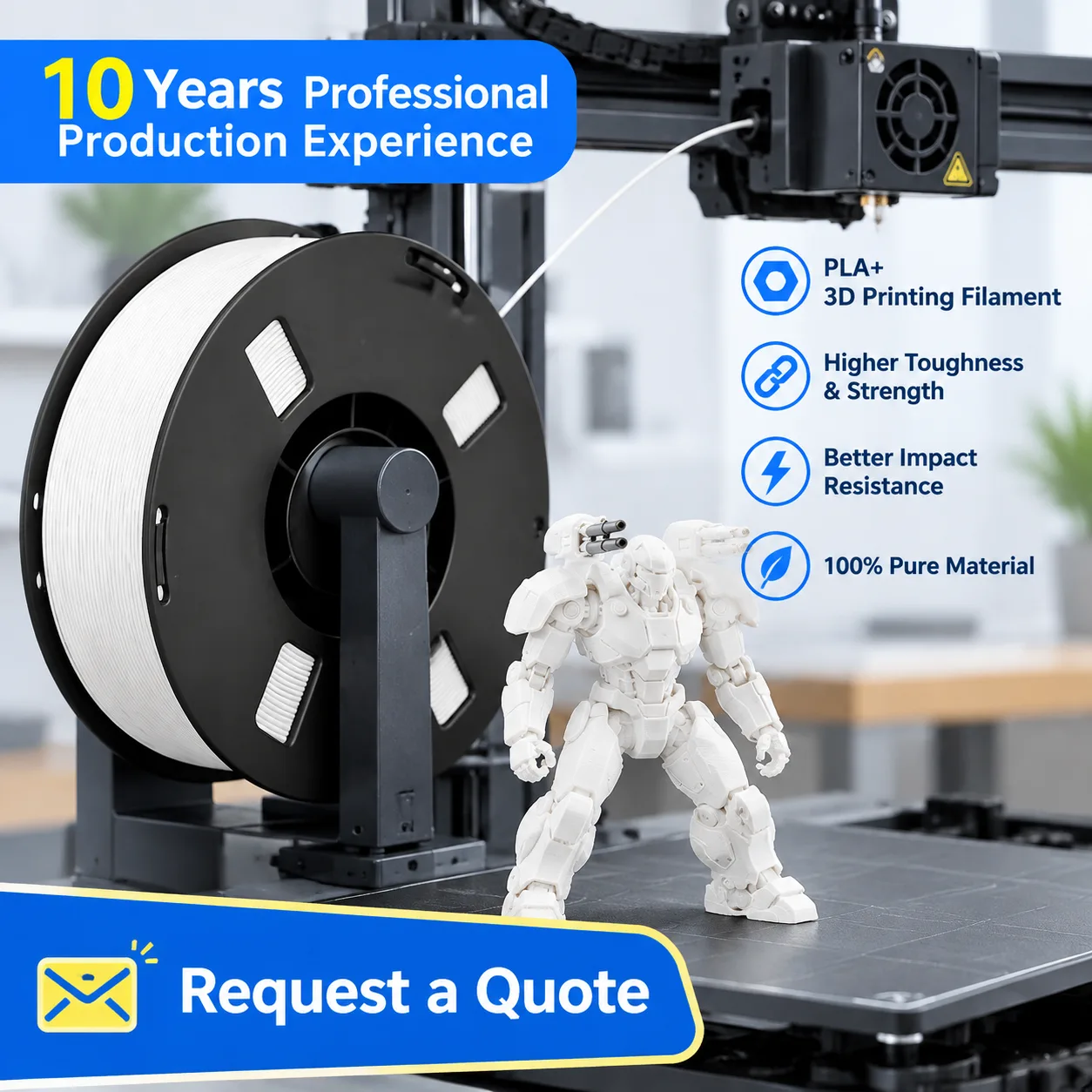 PLA+ 3D Printer Filament Enhanced Toughness 8 Vivid Colors Less Brittle Models — view 6