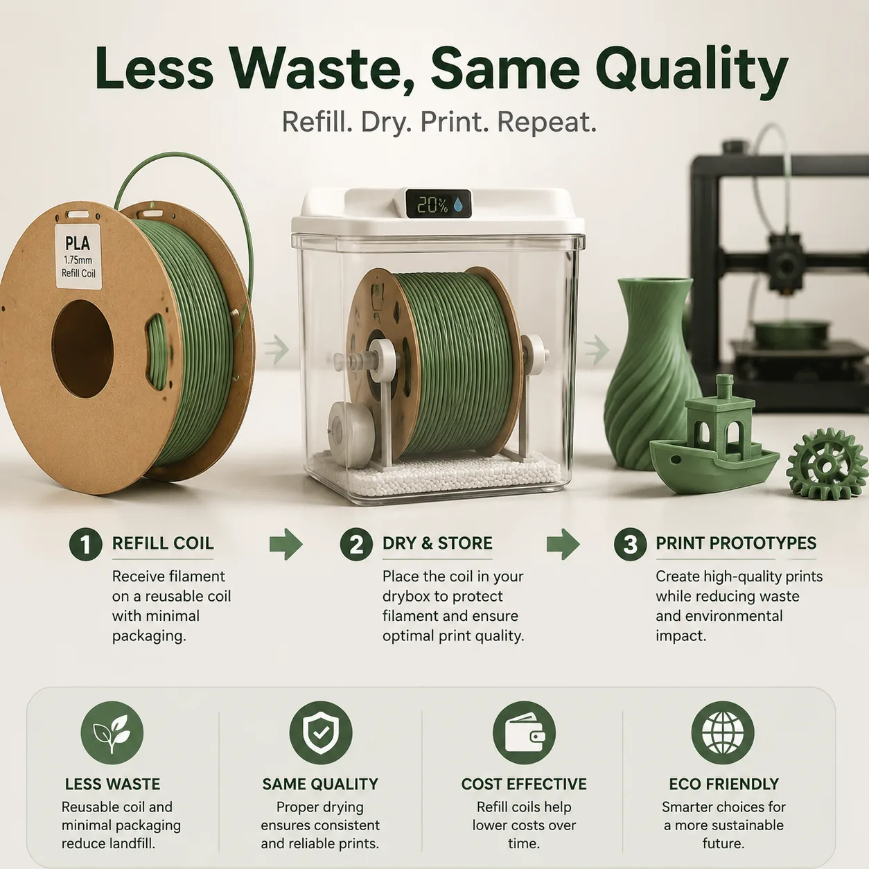 PLA Filament 1.75mm Basic Refill No-Spool & Removable Spool — Scene