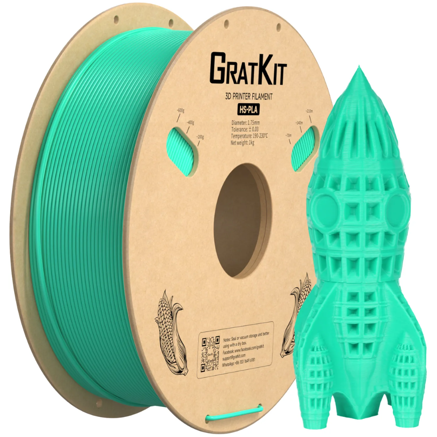 PLA Filament 1.75mm Basic Refill No-Spool & Removable Spool
