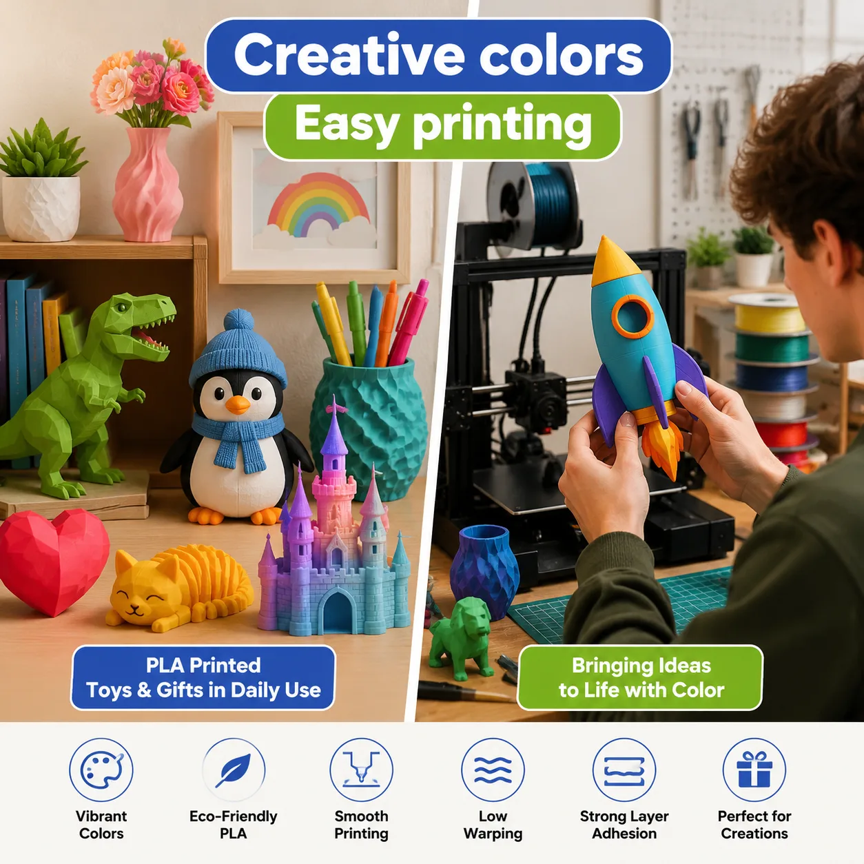 PLA Filament 1.75mm 8 Color Pack with Silk Gold — Scene