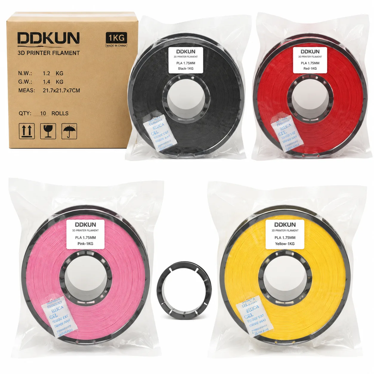 PLA Filament 1.75mm 8 Color Pack with Silk Gold — Product Images