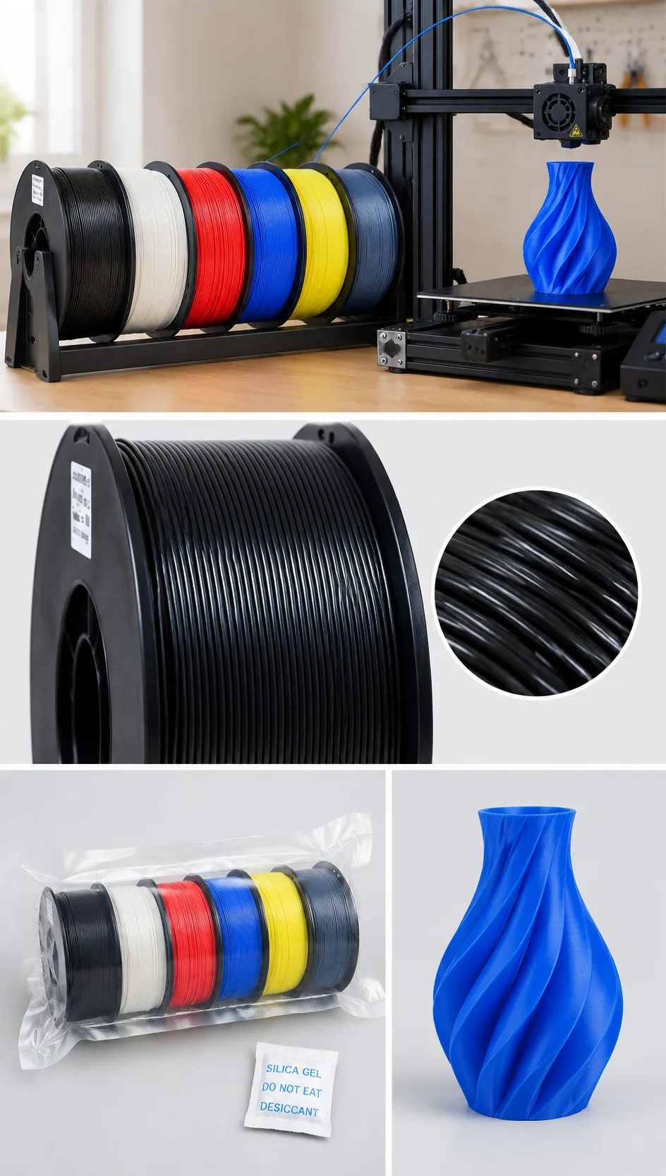 PLA 1.75mm 3D Printer Filament Premium Quality 8 Colors — Close-up