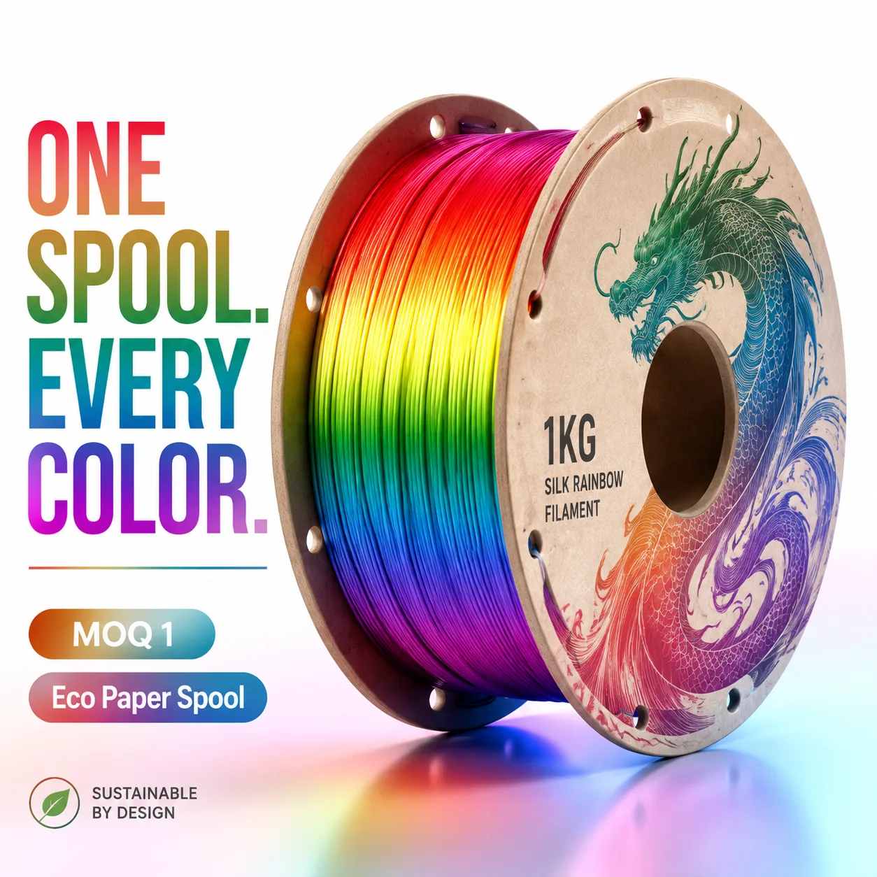 PLA Silk Rainbow Filament 1.75mm 1kg Gradient Candy Macaron Forest Universe Color Series Eco Paper Spool — view 6