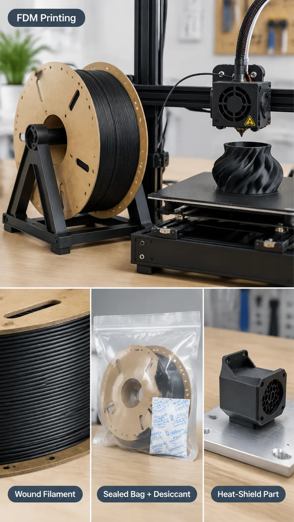 Yiqiu3D PPS-CF PEEK-A200 Carbon Fiber Nylon Composite Filament 1.75mm High-Temp Industrial — Close-up