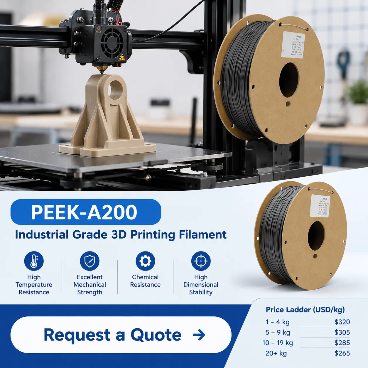 Yiqiu3D PPS-CF PEEK-A200 Carbon Fiber Nylon Composite Filament 1.75mm High-Temp Industrial — view 6